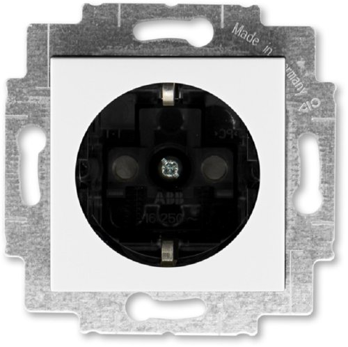 Розетка с заземлением без рамки ABB EPJ Levit 1-м. шторки белый/дымчатый чёрный картинка